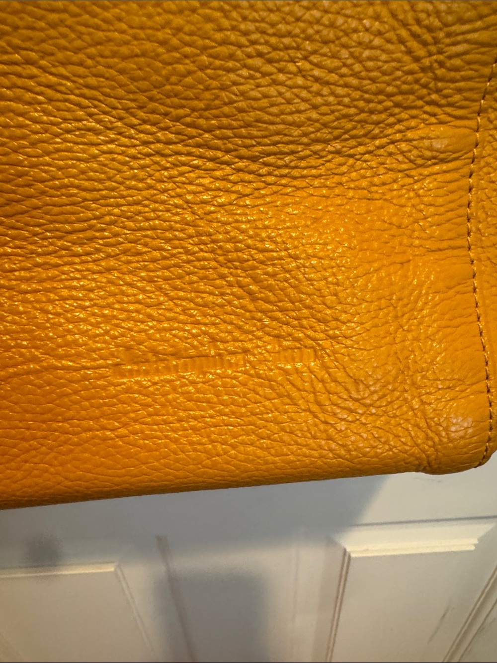 Christopher Kon yellow leather bag with purple lining - Picture 2 of 14